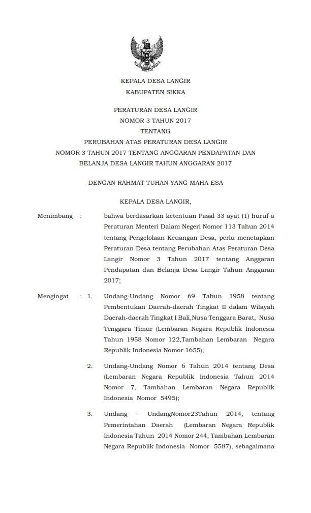 PERDES LANGIR NO 3 TAHUN 2017